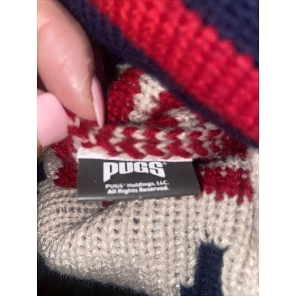 Pugs Flag Patriotic Cuffed Knit Beanie With Pom Hat Size One Size - Picture 6 of 7